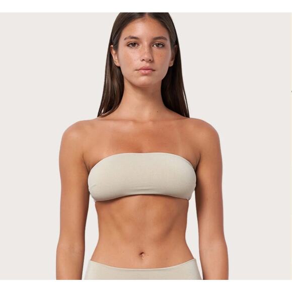 Toast Swim Other - Toast Swim Womens Size XL Slide Bandeau Bikini Top Strapless Shimmer Gold
